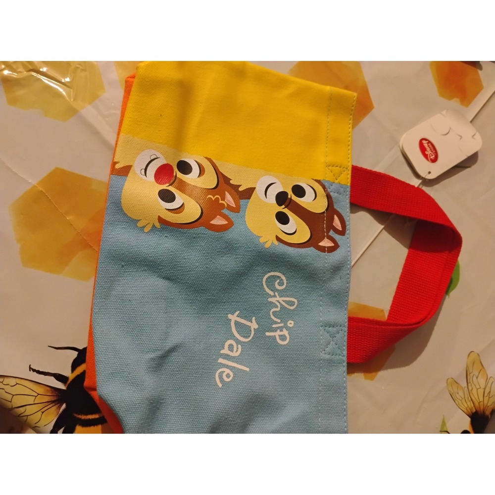 Disney Store Chip n Dale Canvas Mini Tote Bag Orange Blue Yellow New NWT